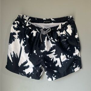 INC International Concepts Black & White Swim Trunks